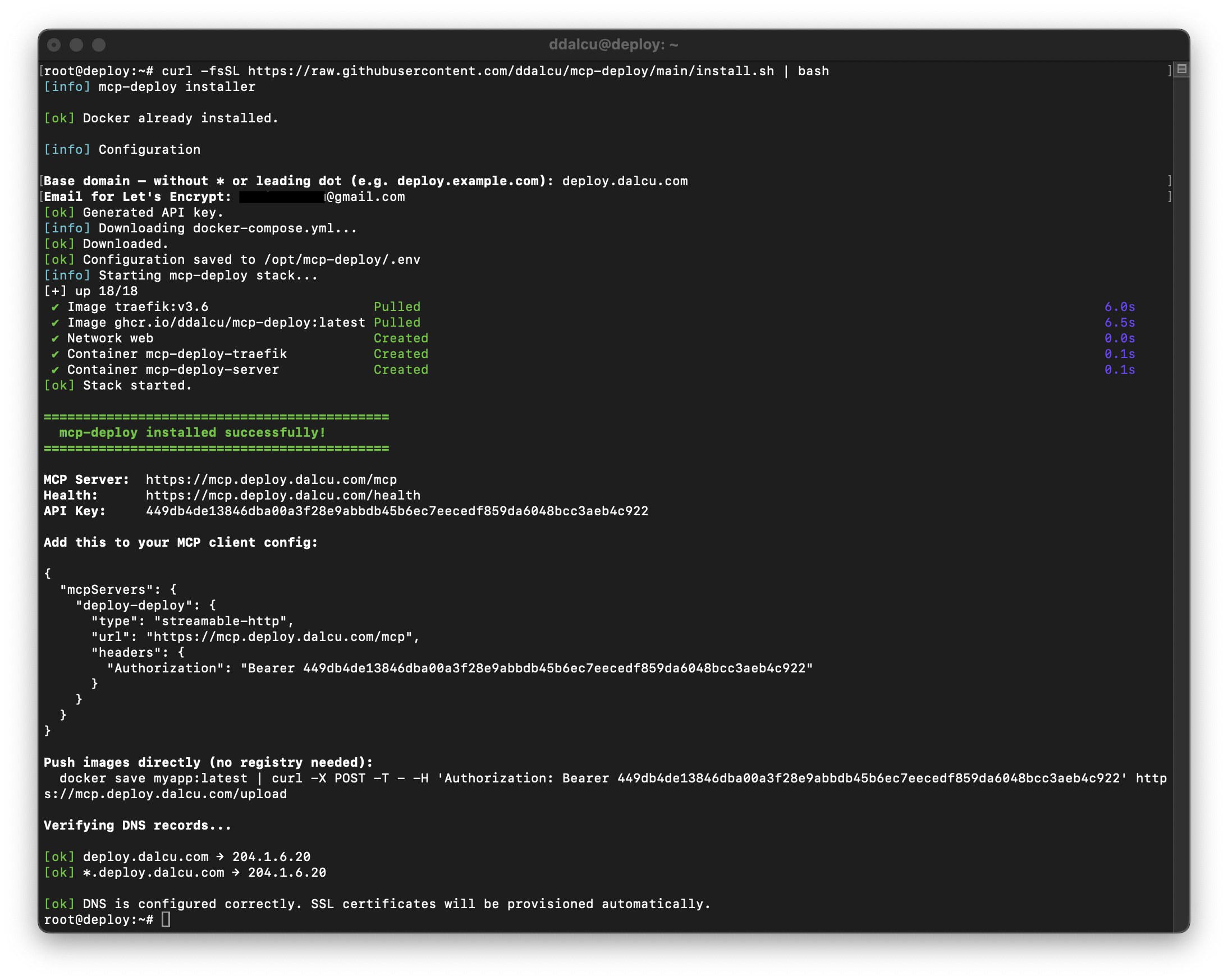 Server setup — one-command installer